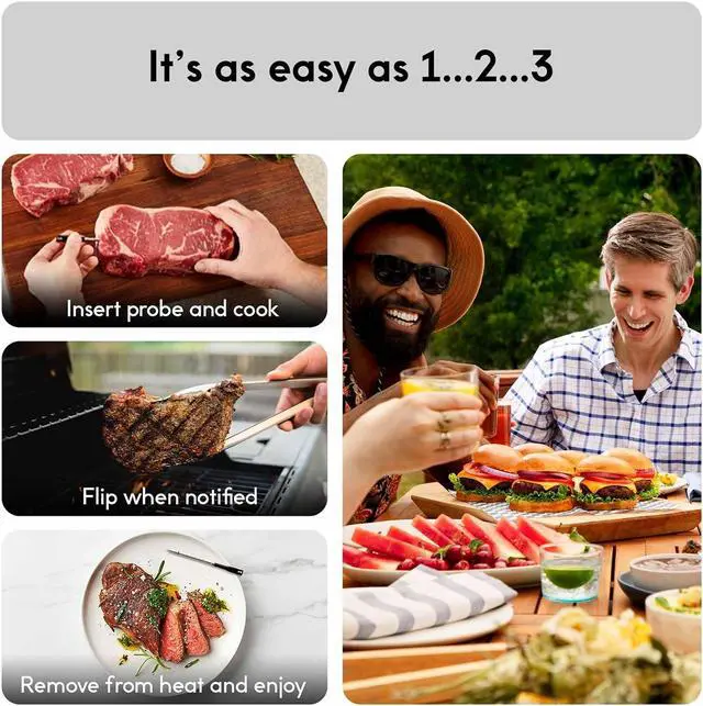 Alt view image 3 of 7 - Sense Smart Wireless Meat Thermometer with Ultra-Thin Probe, Unlimited Range Bluetooth Meat Thermometer, Digital Food Thermometer for Remote Monitoring of BBQ Grill, Oven, Smoker, Air Fryer