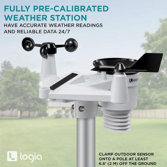 Alt view image 5 of 7 - 18-in-1 Wi-Fi Weather Station with 7-in-1 Solar Sensor Array, Temperature Humidity Wind Speed/Direction Rain UV & More, Wireless Color Console w/Forecast Data, Alarm, Alerts