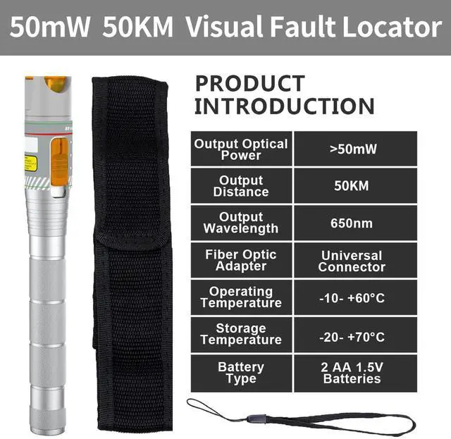 Alt view image 3 of 7 - 2PCS Visual Fault Locator 50KM with FC/LC Adapter Kit, Fiber Optic VFL Include Single Mode 9/125um FC Male to LC Female Connector, Fiber Light Pen for CATV Telecommunications Engineering Maintenance