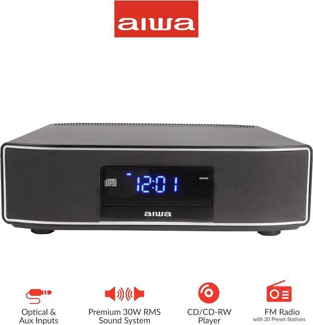 Alt view image 2 of 7 - Home Speaker, Premium 30W RMS Sound System with CD Player, Bluetooth Connectivity, FM Radio, Optical Digital Input, Dual 1 Tweeters + Dual 2 Bass Units, IR Remote Control