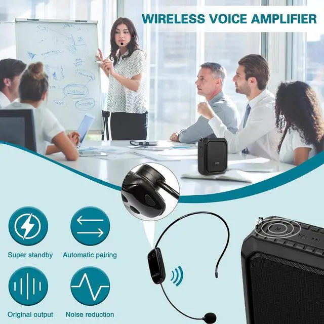 Alt view image 2 of 7 - Voice Amplifier Wireless for Teachers, 18W Personal PA System Ultra-Portable Megaphone with Wireless Microphone Headset, IPX5 Waterproof 5.0 Bluetooth Voice Amplifier Speaker - Indoor & Outdoor