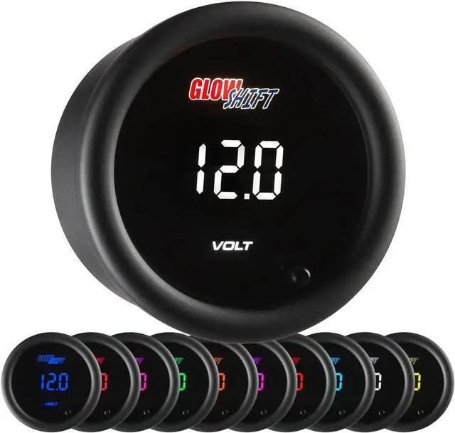 Main image of 10 Color Digital Volt Voltmeter Gauge - Reads Battery Voltage 8-18 Volts - Multi-Color LED Display - Tinted Lens - 2-1/16" (52mm)