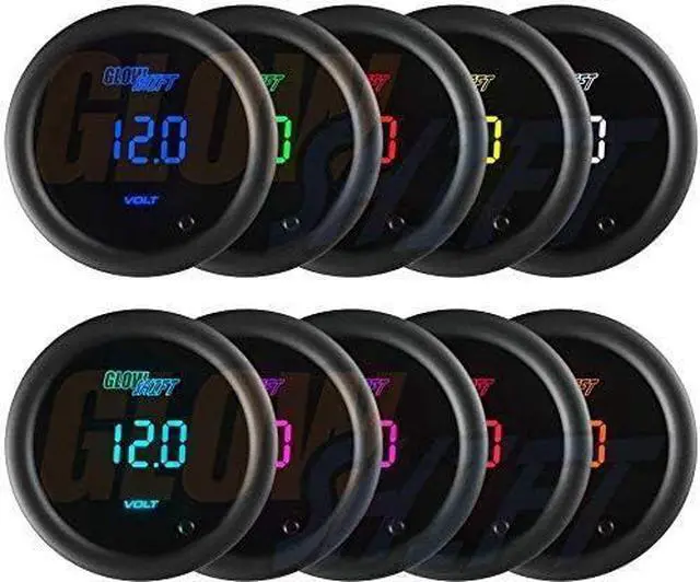 Alt view image 4 of 6 - 10 Color Digital Volt Voltmeter Gauge - Reads Battery Voltage 8-18 Volts - Multi-Color LED Display - Tinted Lens - 2-1/16" (52mm)