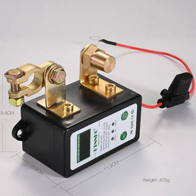 Alt view image 5 of 7 - DC 12V 240A Remote Car Battery Switch Disconnect with LED Digital Voltmeter Display,Smart Voltage Control Battery Kill Switch with Fuse