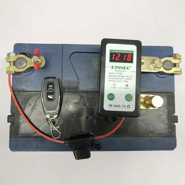 Alt view image 6 of 7 - DC 12V 240A Remote Car Battery Switch Disconnect with LED Digital Voltmeter Display,Smart Voltage Control Battery Kill Switch with Fuse