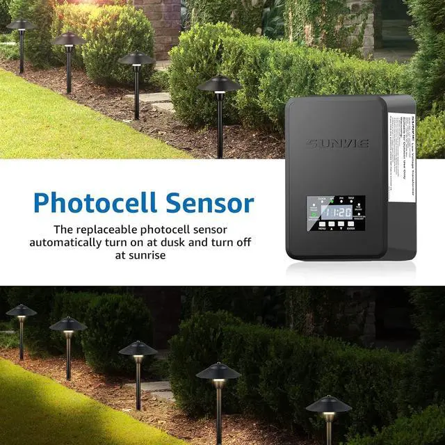 Alt view image 4 of 7 - SUNVIE 300W Low Voltage Transformer with Timer and Photocell Sensor Landscape Lighting Transformer Waterproof 120V to 12V/14V AC Outdoor Low Voltage Transformers for Landscape Pathway Lights Spotlight