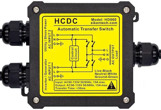 Main image of AC120V 15Amp Automatic Transfer Switch, ATS Auto Transfer Switch, HD060