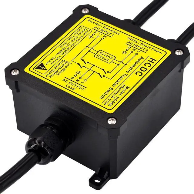 Alt view image 4 of 5 - AC120V 15Amp Automatic Transfer Switch, ATS Auto Transfer Switch, HD060