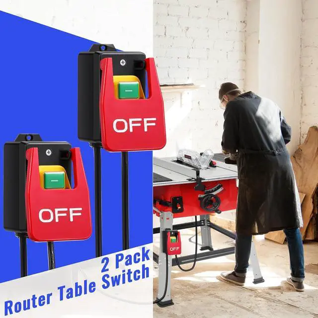 Alt view image 7 of 7 - 110V to 120V Single Phase On/Off Switch, Router Table Switch with Large Stop Sign Paddle Easy Contact for Fast Power Off for Table Saws and Other Electrical Equipment (1 Female Plug,2 Pack)