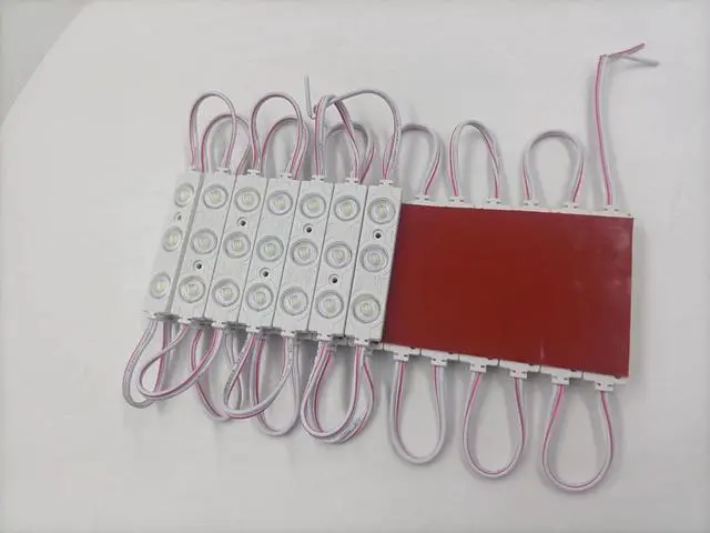 Alt view image 4 of 5 - 200 PCS Red Emitting Color 1.32 W DC12V Injection 3 LED Module Waterproof Decorative Back Light for Letter Sign Advertising Signs with Tape Adhesive Backside