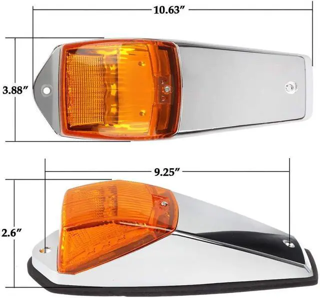 Alt view image 2 of 7 - 5PCS Truck Cab Marker Light 17 LED Amber Top Roof Running Lights w/Chrome Base Truck Trailer Light Replacement for Peterbilt/Kenworth/Freightliner//Mack/Autocar Hayes,DOT Compliant