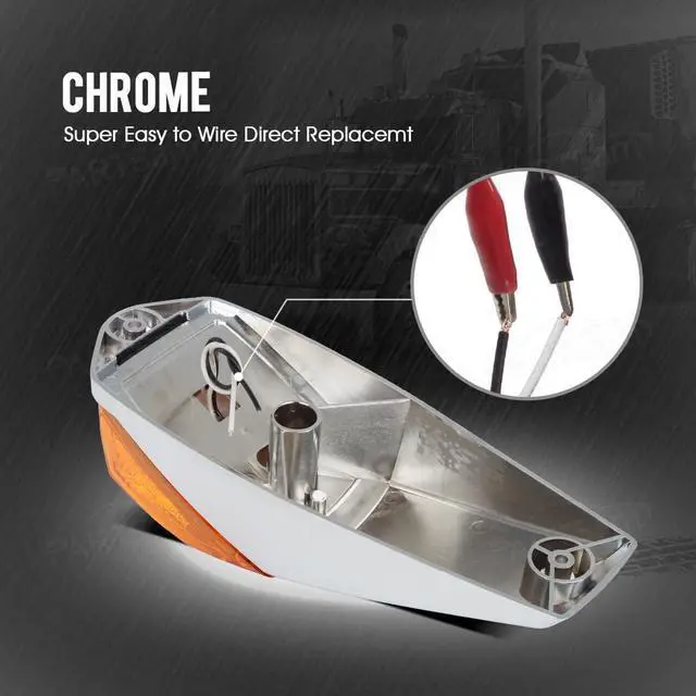 Alt view image 5 of 7 - 5PCS Truck Cab Marker Light 17 LED Amber Top Roof Running Lights w/Chrome Base Truck Trailer Light Replacement for Peterbilt/Kenworth/Freightliner//Mack/Autocar Hayes,DOT Compliant