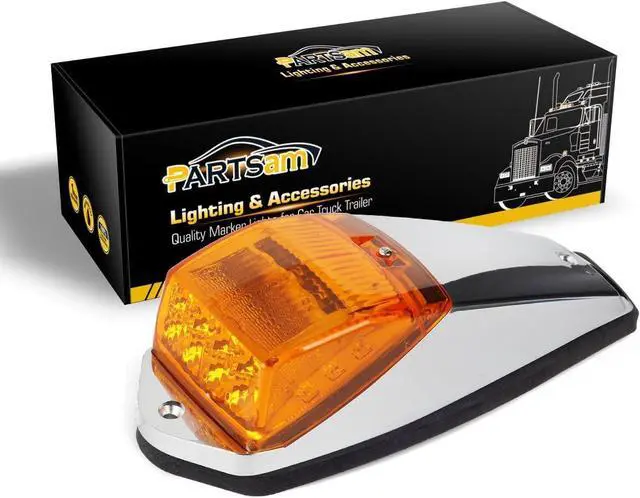 Alt view image 7 of 7 - 5PCS Truck Cab Marker Light 17 LED Amber Top Roof Running Lights w/Chrome Base Truck Trailer Light Replacement for Peterbilt/Kenworth/Freightliner//Mack/Autocar Hayes,DOT Compliant