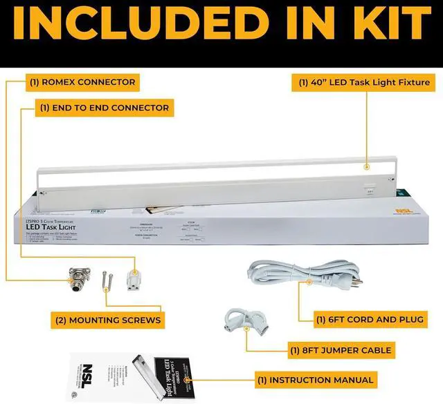 Alt view image 3 of 7 - LED Under Cabinet Lighting Hardwired - 3CCT 40 Inch White Finish - Undercabinet Lights for Kitchen - Linkable Undercounter Dimmable Plug in Light or Hard Wired - Under Counter Fixture Direct Wire