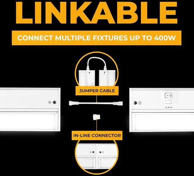 Alt view image 6 of 7 - LED Under Cabinet Lighting Hardwired - 3CCT 12 Inch White Finish - Undercabinet Lights for Kitchen - Linkable Undercounter Dimmable Plug in Light or Hard Wired - Under Counter Fixture Direct Wire