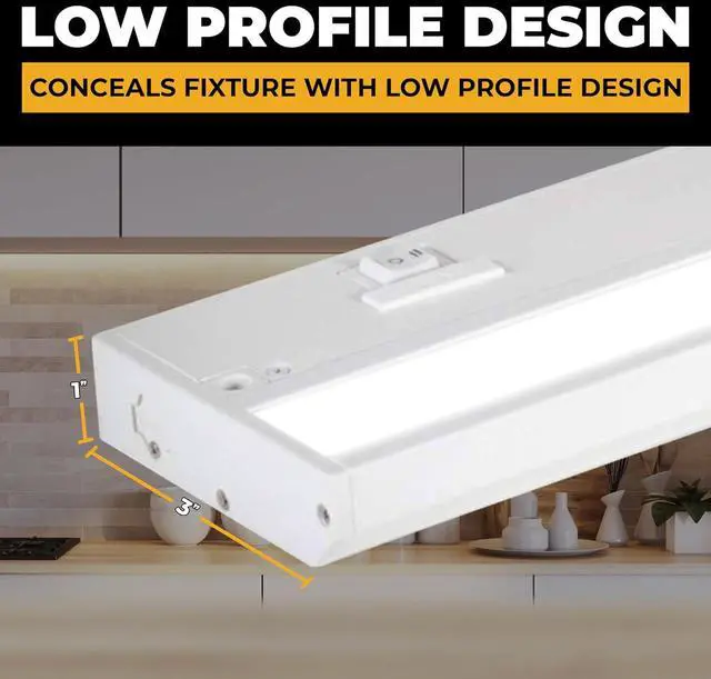 Alt view image 5 of 7 - LED Under Cabinet Lighting Hardwired - 3CCT 12 Inch White Finish - Undercabinet Lights for Kitchen - Linkable Undercounter Dimmable Plug in Light or Hard Wired - Under Counter Fixture Direct Wire