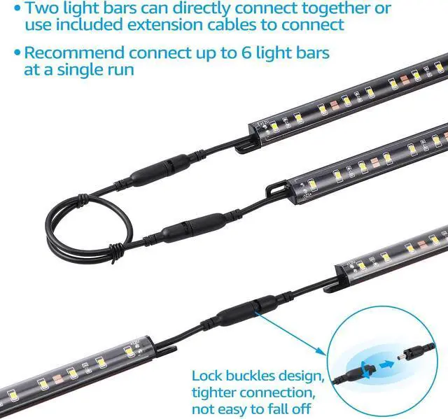 Alt view image 4 of 7 - LED Safe Lighting Kit, (6) 12 Inch Linkable Light Bars + Motion Sensor + UL Power Adapter, 900LM, Input 100-240V, for Under Cabinet Gun Safe Locker Closet Showcase, 5000K Daylight