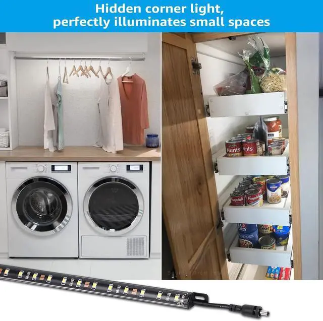 Alt view image 7 of 7 - LED Safe Lighting Kit, (6) 12 Inch Linkable Light Bars + Motion Sensor + UL Power Adapter, 900LM, Input 100-240V, for Under Cabinet Gun Safe Locker Closet Showcase, 5000K Daylight