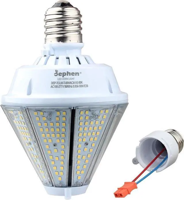Main image of 80W LED Corn Light Bulb, 10400Lm Removable E26&E39 Base Post Top Lamp, 5000K Metal Halide Replace for Porch, Wall Pack, Canopy, Warehouse, Street, Garden (UL-Listed)