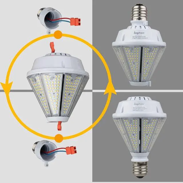 Alt view image 4 of 7 - 80W LED Corn Light Bulb, 10400Lm Removable E26&E39 Base Post Top Lamp, 5000K Metal Halide Replace for Porch, Wall Pack, Canopy, Warehouse, Street, Garden (UL-Listed)