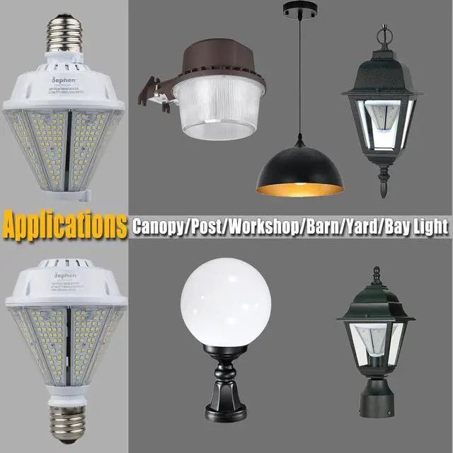 Alt view image 6 of 7 - 80W LED Corn Light Bulb, 10400Lm Removable E26&E39 Base Post Top Lamp, 5000K Metal Halide Replace for Porch, Wall Pack, Canopy, Warehouse, Street, Garden (UL-Listed)