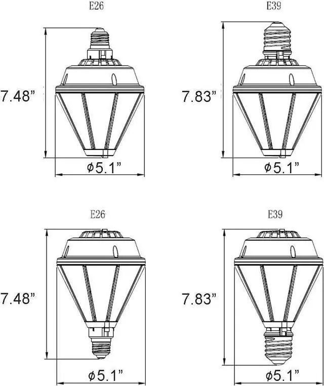 Alt view image 7 of 7 - 80W LED Corn Light Bulb, 10400Lm Removable E26&E39 Base Post Top Lamp, 5000K Metal Halide Replace for Porch, Wall Pack, Canopy, Warehouse, Street, Garden (UL-Listed)