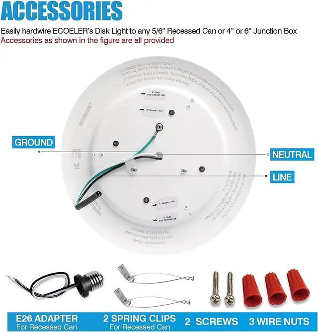 Alt view image 7 of 7 - 6inch LED Flush Mount Disc Light,16.5W Dimmablel Ceiling Lighting Fixture, 4000K Cool White 1000Lm, Low Profile Aluminum Trim Surface Mount Downlight, ETL & FCC Listed, 10 Pack