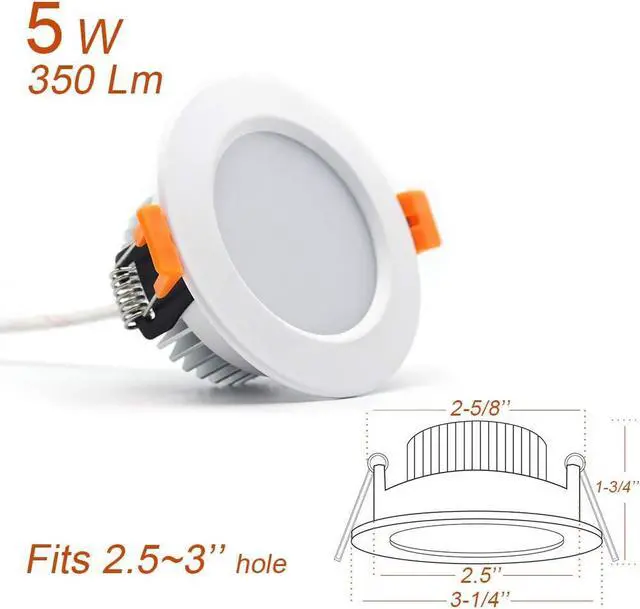 Alt view image 2 of 7 - 2.5 inch Dimmable LED Recessed Lighting, 5W Retrofit Downlight, 3000K Warm White, CRI 80 with LED Driver, as AC 110V Ceiling Light Fixture for Living Room, Kitchen, Bedroom, Hallway, 10 Pack
