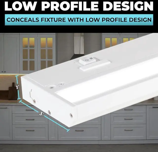 Alt view image 7 of 7 - LED Under Cabinet Lighting Hardwired - 3CCT 32 Inch White Finish - Undercabinet Lights for Kitchen - Linkable Undercounter Dimmable Plug in Light or Hard Wired - Under Counter Fixture Direct Wire