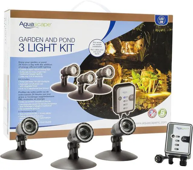 Alt view image 4 of 7 - 84030 Underwater Waterproof Submersible Natural Three-Light LED Spotlight Aquarium Lamp Kit for Fountain Fish Pond, Water Garden, and Landscape Features, 1-Watt Lights