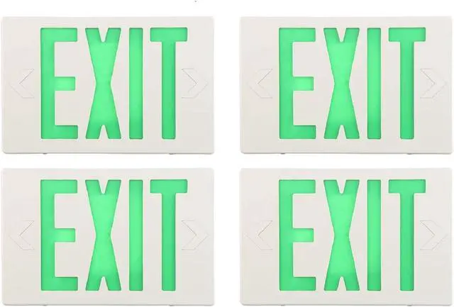 Main image of 4 Packs Green Led Exit Sign Light, Hardwired Double face Exit Commerical Lighting, Lighted Exit Sign Bulb/Exit light Combo Light/Battery Exit Sign/Lighted Exit Sign Battery Power.