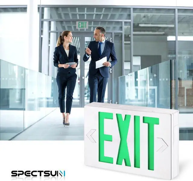 Alt view image 2 of 7 - 4 Packs Green Led Exit Sign Light, Hardwired Double face Exit Commerical Lighting, Lighted Exit Sign Bulb/Exit light Combo Light/Battery Exit Sign/Lighted Exit Sign Battery Power.