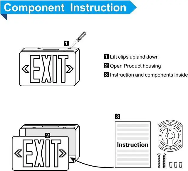 Alt view image 4 of 7 - 4 Packs Green Led Exit Sign Light, Hardwired Double face Exit Commerical Lighting, Lighted Exit Sign Bulb/Exit light Combo Light/Battery Exit Sign/Lighted Exit Sign Battery Power.