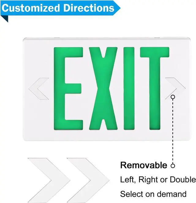 Alt view image 7 of 7 - 4 Packs Green Led Exit Sign Light, Hardwired Double face Exit Commerical Lighting, Lighted Exit Sign Bulb/Exit light Combo Light/Battery Exit Sign/Lighted Exit Sign Battery Power.