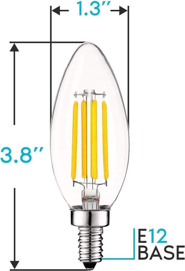 Alt view image 4 of 7 - Vintage Candelabra LED Bulb 60W Equivalent, 550 Lumens, 3000K Soft White, LED Chandelier Light Bulbs 5W, Dimmable, Clear Glass, Filament LED Candle Bulbs, UL Listed, E12 Base (12 Pack)