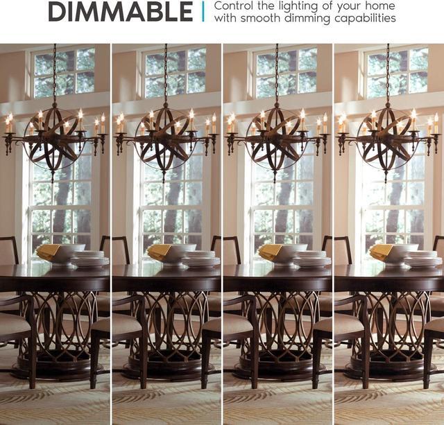 Alt view image 6 of 7 - Vintage Candelabra LED Bulb 60W Equivalent, 550 Lumens, 3000K Soft White, LED Chandelier Light Bulbs 5W, Dimmable, Clear Glass, Filament LED Candle Bulbs, UL Listed, E12 Base (12 Pack)
