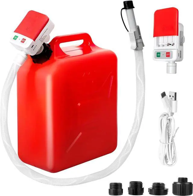 Main image of Transfer Pump with Auto-Stop, 51'' Extra Long Hose, 3.2 Gallon per Min, Battery or USB Powered, 4 Can Adapters, Fast and Safe Portable Gas Can Pump for Oil, Diesel,Gasoline.