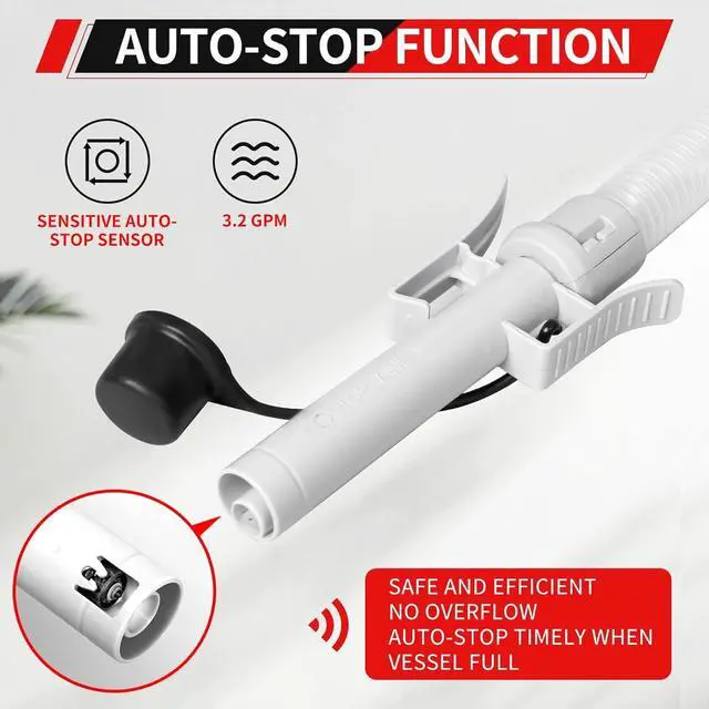 Alt view image 2 of 7 - Transfer Pump with Auto-Stop, 51'' Extra Long Hose, 3.2 Gallon per Min, Battery or USB Powered, 4 Can Adapters, Fast and Safe Portable Gas Can Pump for Oil, Diesel,Gasoline.