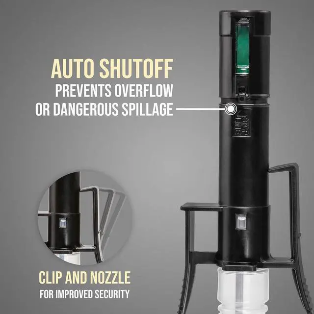 Alt view image 3 of 7 - Automatic Fuel Transfer Pump with Auto-Stop & Beep, 3X More Powerful D Battery Powered, Extra Long Hose, Portable Liquid Pump Transfers Gasoline, Water & More at 2.4 Gal/Minute