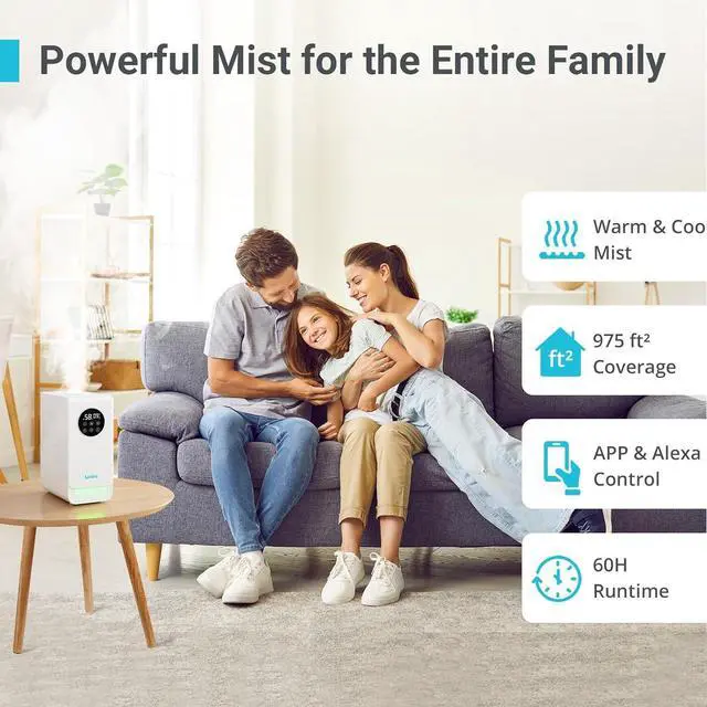 Alt view image 6 of 7 - 6L Smart Humidifier for Large Room, Warm & Cool Mist with Top Fill Design, Alexa & App Control, Essential Oil Compatible, Ideal for Bedroom and Plants