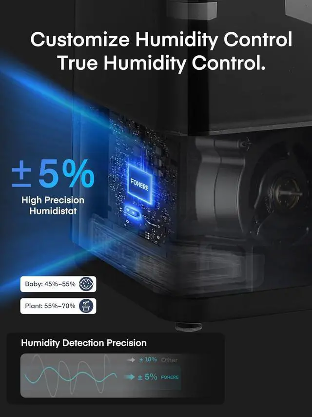 Alt view image 6 of 7 - 6L Cool and Warm Mist Humidifier for Home, Top Fill Ultrasonic Humidifiers for Plants Baby Kids, Oil Diffuser, Sleep Mode, 12H Timer, Night Light, Smart Humidity Control, Quiet, Black