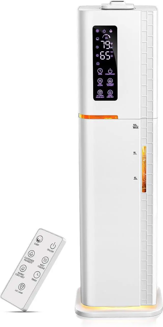 Main image of 2.64Gal Humidifiers for Bedroom Large Room, Warm and Cool Mist up to 500ft², Top Fill Diffuser Ambient Light, 3 Mist Modes, 24H Timer,35dB Quiet Humidifier for Home Office Plant-White