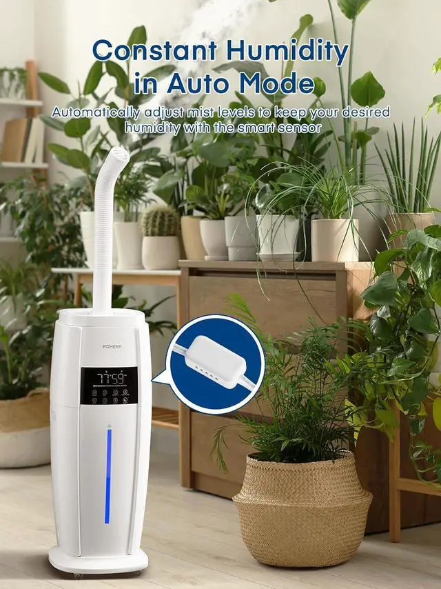 Alt view image 3 of 7 - 4.8Gal/18L Humidifier Large Room, Easy Top Fill Cool Mist Tower Humidifiers Quiet for Home, Indoor Plant, Commercial, Whole House Cover up to 1500ft², with Smart Humidity Sensor, Remote, White