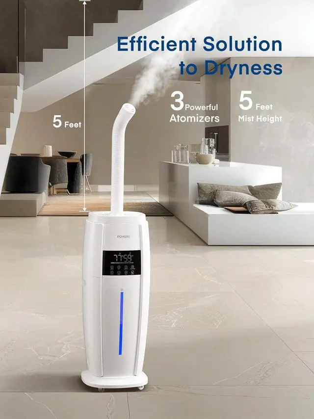 Alt view image 4 of 7 - 4.8Gal/18L Humidifier Large Room, Easy Top Fill Cool Mist Tower Humidifiers Quiet for Home, Indoor Plant, Commercial, Whole House Cover up to 1500ft², with Smart Humidity Sensor, Remote, White