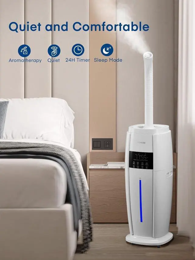 Alt view image 7 of 7 - 4.8Gal/18L Humidifier Large Room, Easy Top Fill Cool Mist Tower Humidifiers Quiet for Home, Indoor Plant, Commercial, Whole House Cover up to 1500ft², with Smart Humidity Sensor, Remote, White