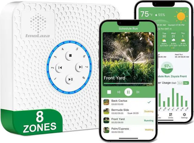 Main image of Smart Sprinkler Controller Evapotranspiration Master: 8 Zones WiFi Irrigation Controller with Automated Watering and App Control, Save Water Through Rain, Freeze, Wind and Saturation Skip