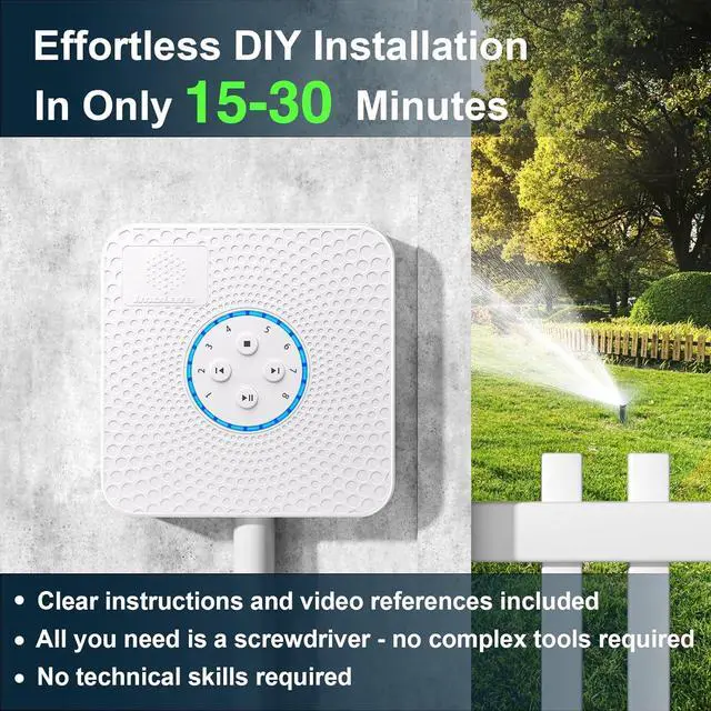 Alt view image 6 of 7 - Smart Sprinkler Controller Evapotranspiration Master: 8 Zones WiFi Irrigation Controller with Automated Watering and App Control, Save Water Through Rain, Freeze, Wind and Saturation Skip