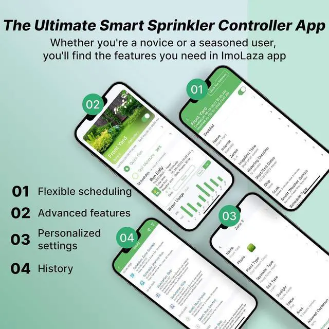 Alt view image 7 of 7 - Smart Sprinkler Controller Evapotranspiration Master: 8 Zones WiFi Irrigation Controller with Automated Watering and App Control, Save Water Through Rain, Freeze, Wind and Saturation Skip