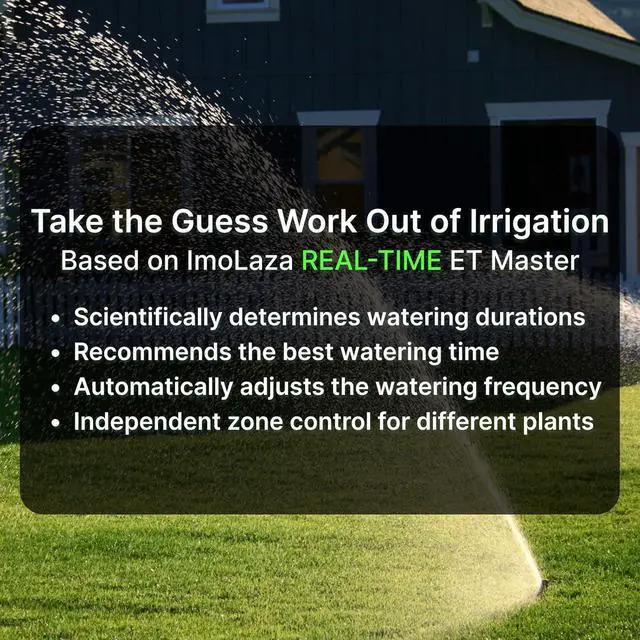 Alt view image 5 of 7 - Smart Sprinkler Controller Evapotranspiration Master: 8 Zones WiFi Irrigation Controller with Automated Watering and App Control, Save Water Through Rain, Freeze, Wind and Saturation Skip