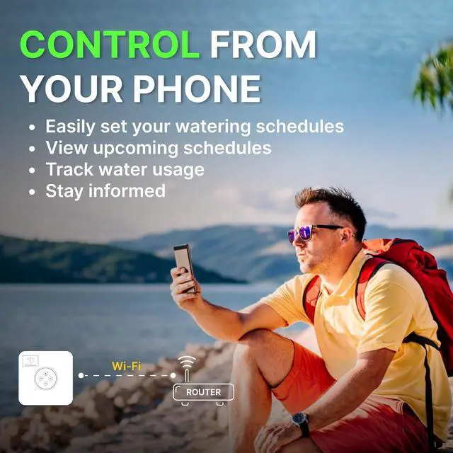 Alt view image 3 of 7 - Smart Sprinkler Controller Evapotranspiration Master: 8 Zones WiFi Irrigation Controller with Automated Watering and App Control, Save Water Through Rain, Freeze, Wind and Saturation Skip